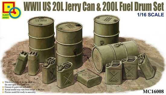 Classy Hobby MC16008 WWII US 20L Jerry Can & 200L Fuel Drum Set 1/16
