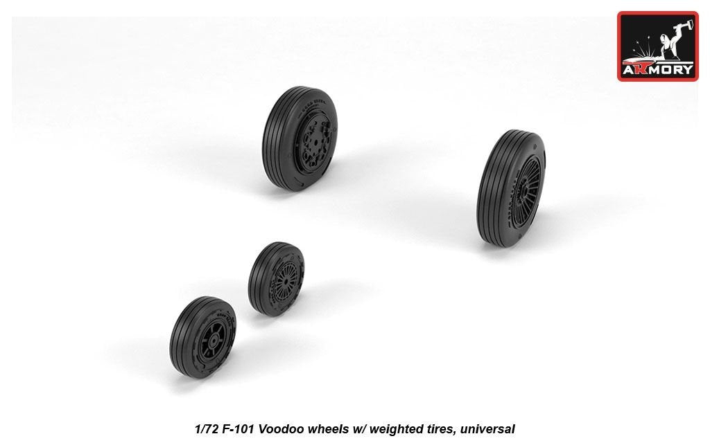 Armory Models AW72321 F-101 Voodoo wheels w/ optional nose wheels &amp;amp; weighted tires 1/72 – immagine 4