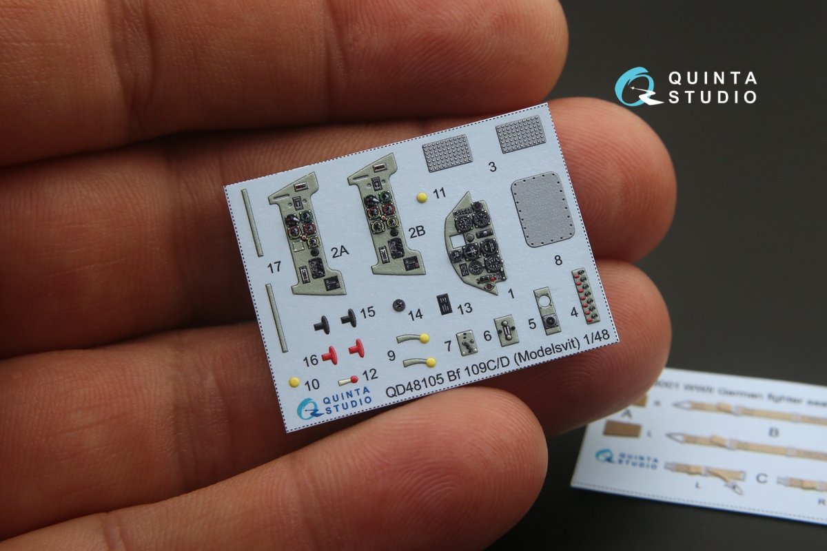 Quinta Studio QD48105 Bf 109C/D 3D-Printed &amp;amp; coloured Interior on decal paper (for Modelsvit kit) 1/48 – immagine 4