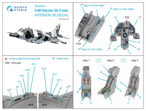 Quinta Studio QD48304 Harrier Gr.3 late 3D-Printed &amp;amp; coloured Interior on decal paper (Kinetic) 1/48 – imagen 9