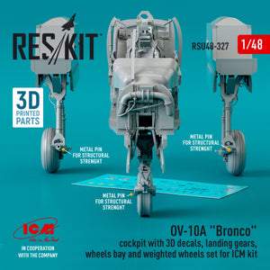RESKIT RSU48-0327 OV-10A &amp;quot;BRONCO&amp;quot; COCKPIT WITH 3D DECALS, LANDING GEARS, WHEELS BAY AND WEIGHTED WHEELS SET FOR ICM KIT (3D PRINTED) 1/48 – Bild 2
