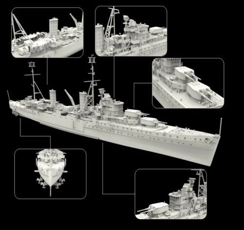 FlyHawk Model FH1111 China Navy Light Cruiser Chungking 1/700 – imagen 3