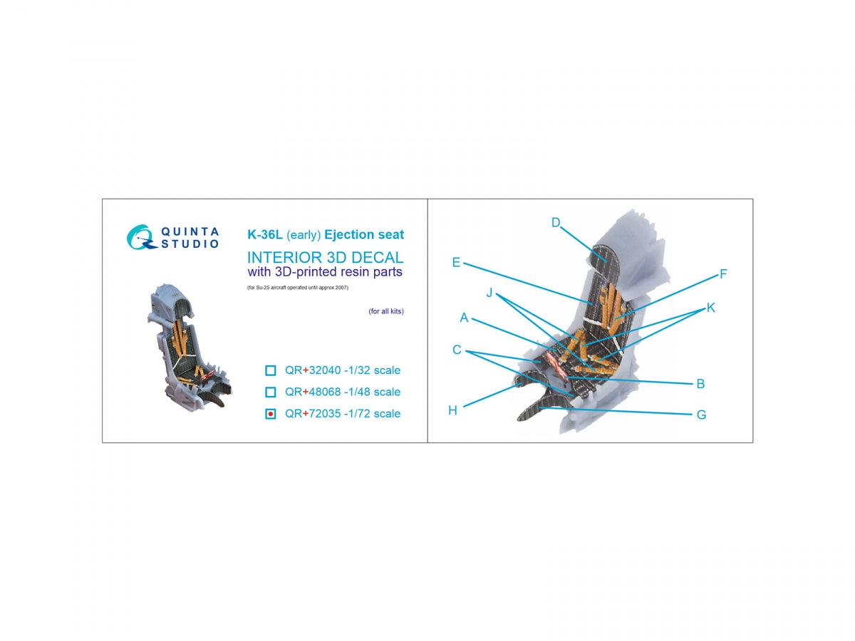 Quinta Studio QR+72035 K-36L (early) ejection seat (for Su-25 aircraft until 2007) (All kits) 1/72 – imagen 7