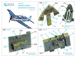 Intérieur imprimé en 3D et coloré sur papier décalcomanie Quinta Studio QD48330 F6F-3 Hellcat (Eduard) 1/48 – image 2