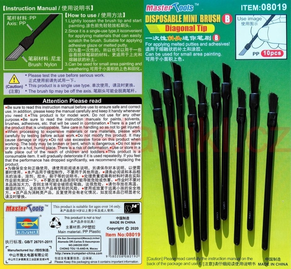 Trumpeter 08019 Disposable Mini Diagonal Brush (10 pcs) – zdjęcie 2