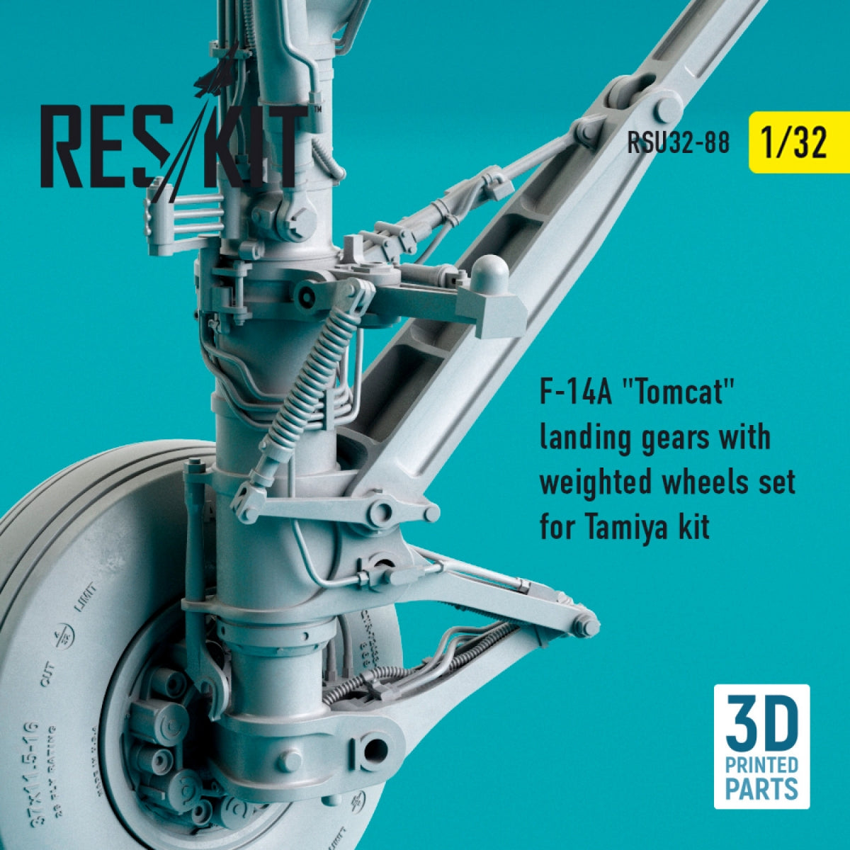 RESKIT RSU32-0088 Train d&amp;#39;atterrissage F-14A « TOMCAT » avec roues lestées pour maquette Tamiya (impression 3D) 1/32 – image 4