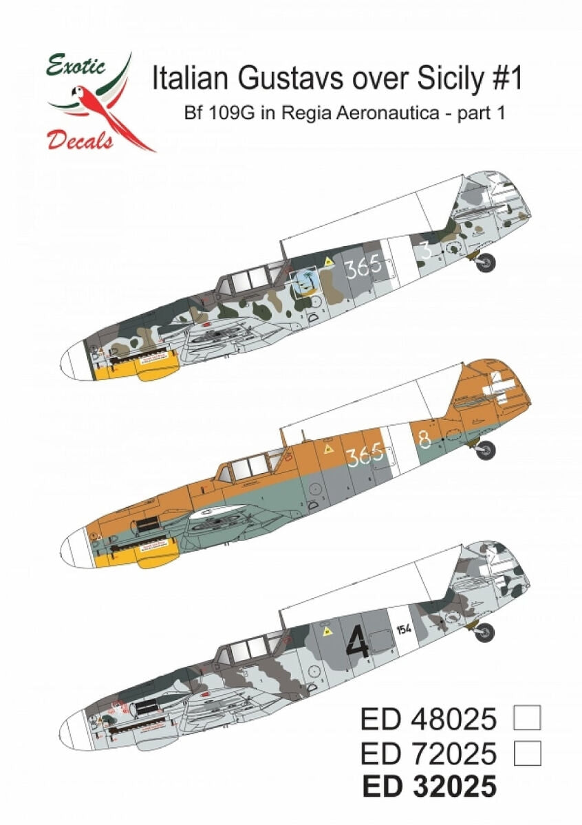 Exotic Decals 32025 Italian Gustavs over Sicily #1 - Bf 109G in Regia Aeronautica - Part 1 1/32