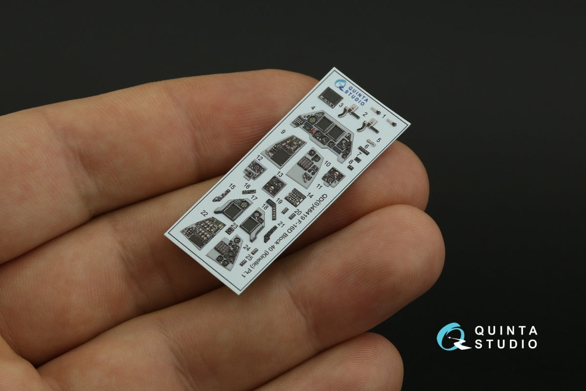 Quinta Studio QD48419 F-16D block 40 3D-Printed &amp;amp; coloured Interior on decal paper (Kinetic 2022 tool) 1/48 – imagen 5
