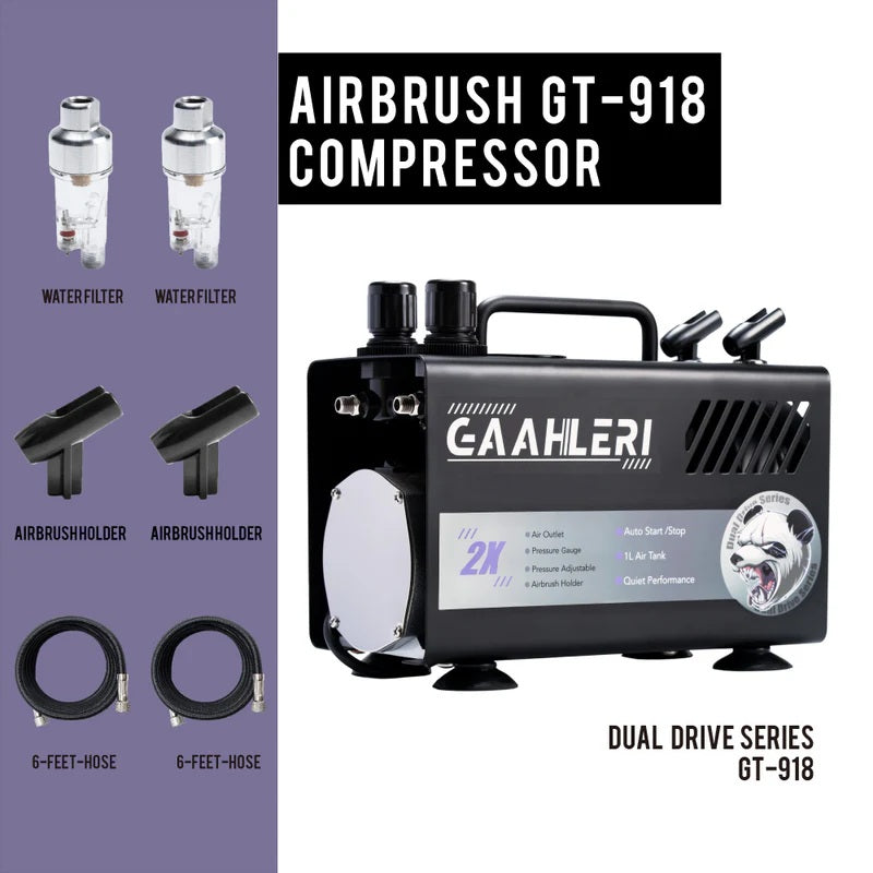 Gaahleri 43127 Dual Drive Series Airbrush Kit Compressor GT-918 – zdjęcie 5