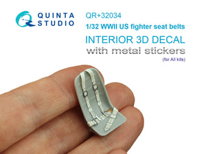 Ceintures de sécurité pour avions de chasse américains de la Seconde Guerre mondiale Quinta Studio QR+32034 (avec boucles métalliques) (Tous les kits) 1/32