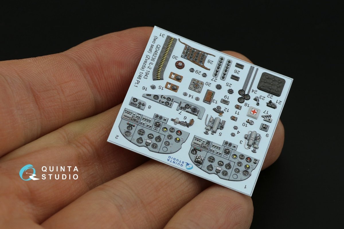 Quinta Studio QD48236 IL-2 1943 (two-seat) 3D-Printed &amp;amp; coloured Interior on decal paper (for Zvezda kit) 1/48 – Bild 4