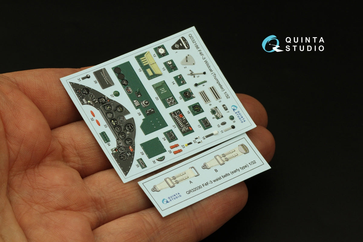 Quinta Studio QD32186 F4F-3 Wildcat 3D-Printed coloured Interior on decal paper (Trumpeter) 1/32 – imagen 5