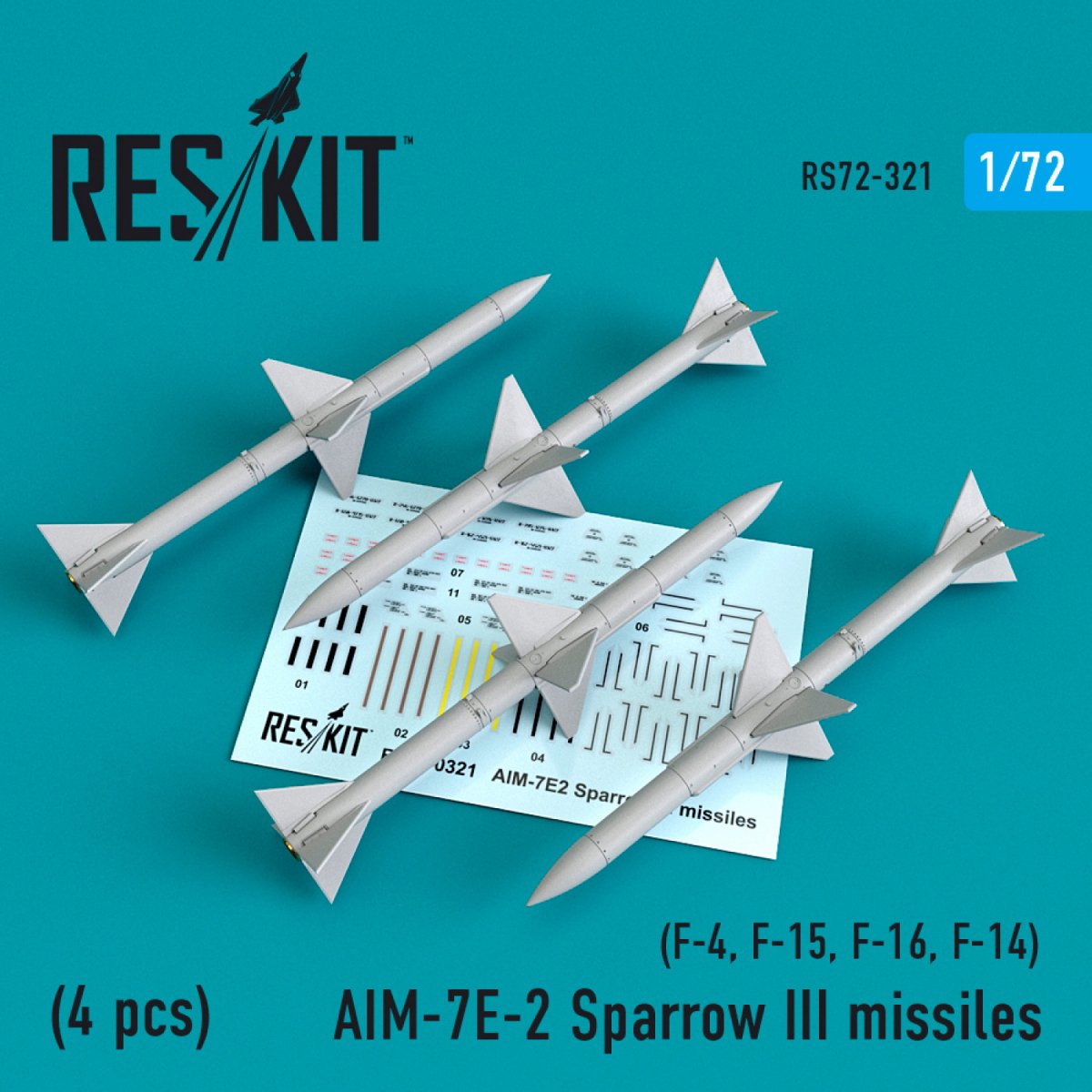 RESKIT RS72-0321 MISSILES AIM-7E-2 SPARROW III (4 PIÈCES) 1/72
