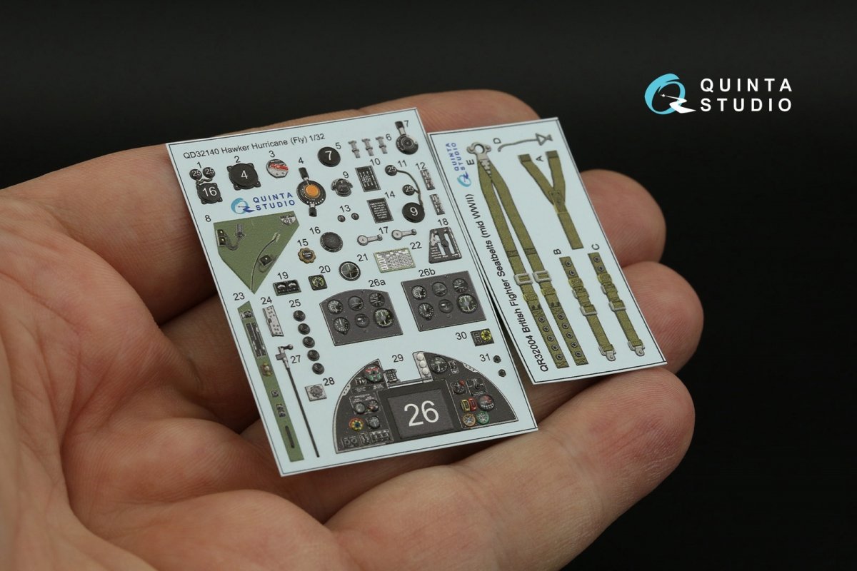 Quinta Studio QD32140 Hawker Hurricane Family 3D-Printed &amp;amp; coloured Interior on decal paper (Fly) 1/32 – immagine 11
