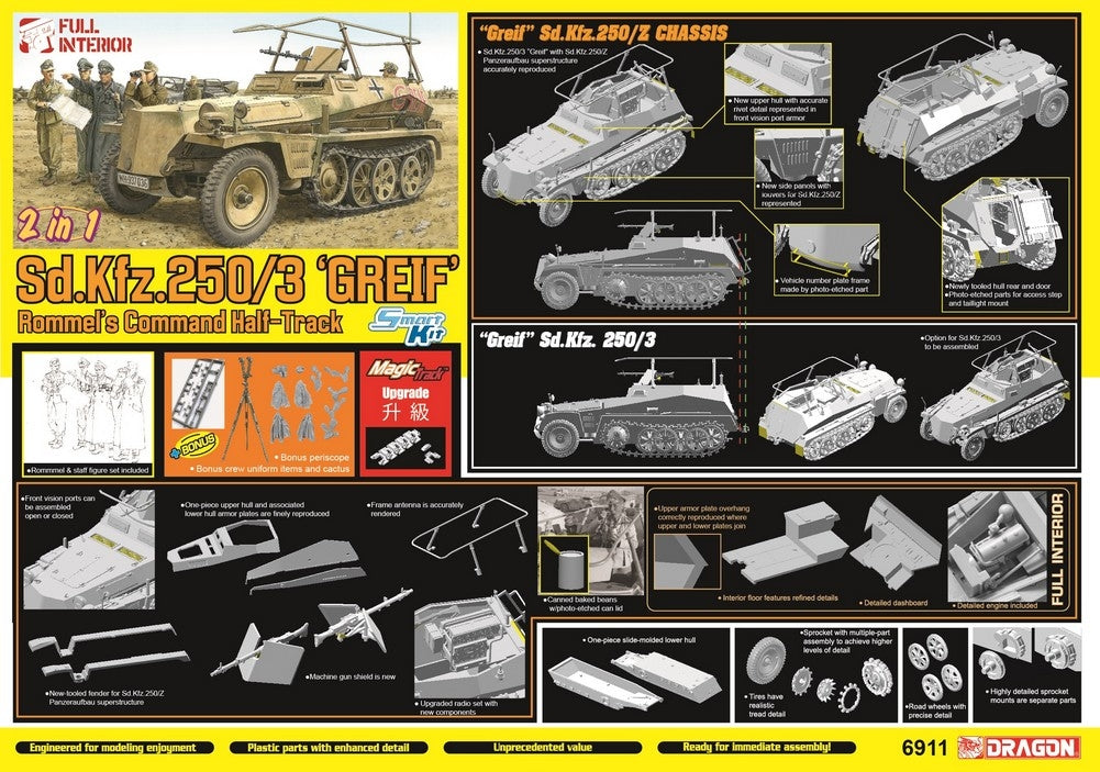 Dragon 6911 Sd.Kfz.250/3 "Greif" Rommel's Command Half-Track / Z Chassis 1/35