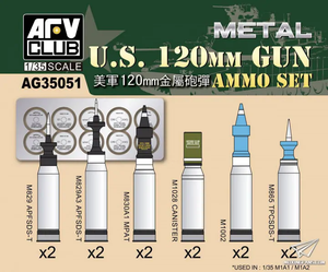 AFV Club AG35051 Ensemble de munitions américaines de 120 mm au 1/35