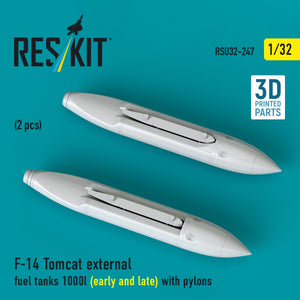 RESKIT RSU32-0247 F-14 Tomcat external fuel tanks 1000l (early and late) with pylons (2pcs) (3D Printed) 1/32