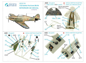 Intérieur imprimé en 3D et coloré sur papier décalcomanie (Revell) pour le Hawker Hurricane Mk.IIb (Quinta Studio QD32139), échelle 1/32 – image 12