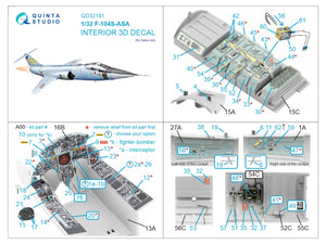 Quinta Studio QD32181 F-104S-ASA 3D-Printed coloured Interior on decal paper (Italeri) 1/32 – Bild 7
