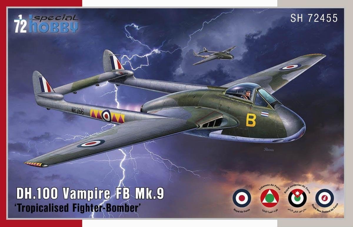 Special Hobby 72455 DH.100 Vampire FB.Mk.9 &amp;#39;Tropicalised Fighter-Bomber&amp;#39; 1/72