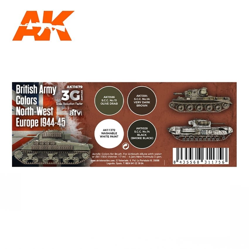 AK Interactive AK11679 3G BRITISH ARMY COLORS NORTH-WEST EUROPE 1944-1945 4x17 ml – imagen 2