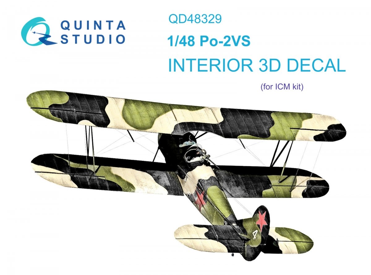 Quinta Studio QD48329 Po-2VS 3D-Printed &amp;amp; coloured Interior on decal paper (ICM) 1/48