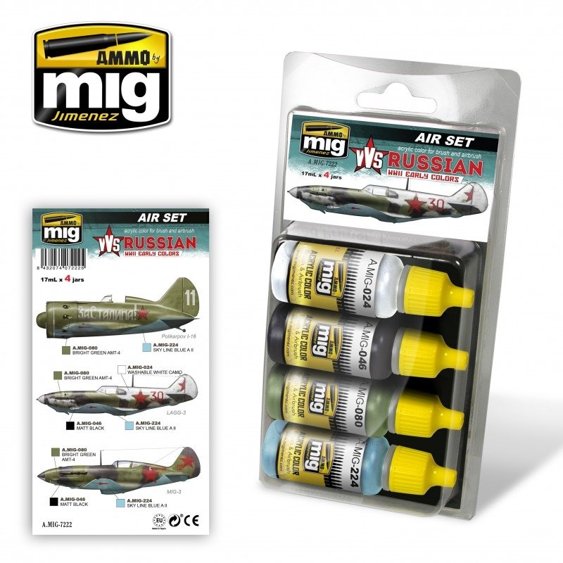 Munitions pour MiG Jimenez 7222 VVS, avion russe du début de la Seconde Guerre mondiale, lot de 4 x 17 ml