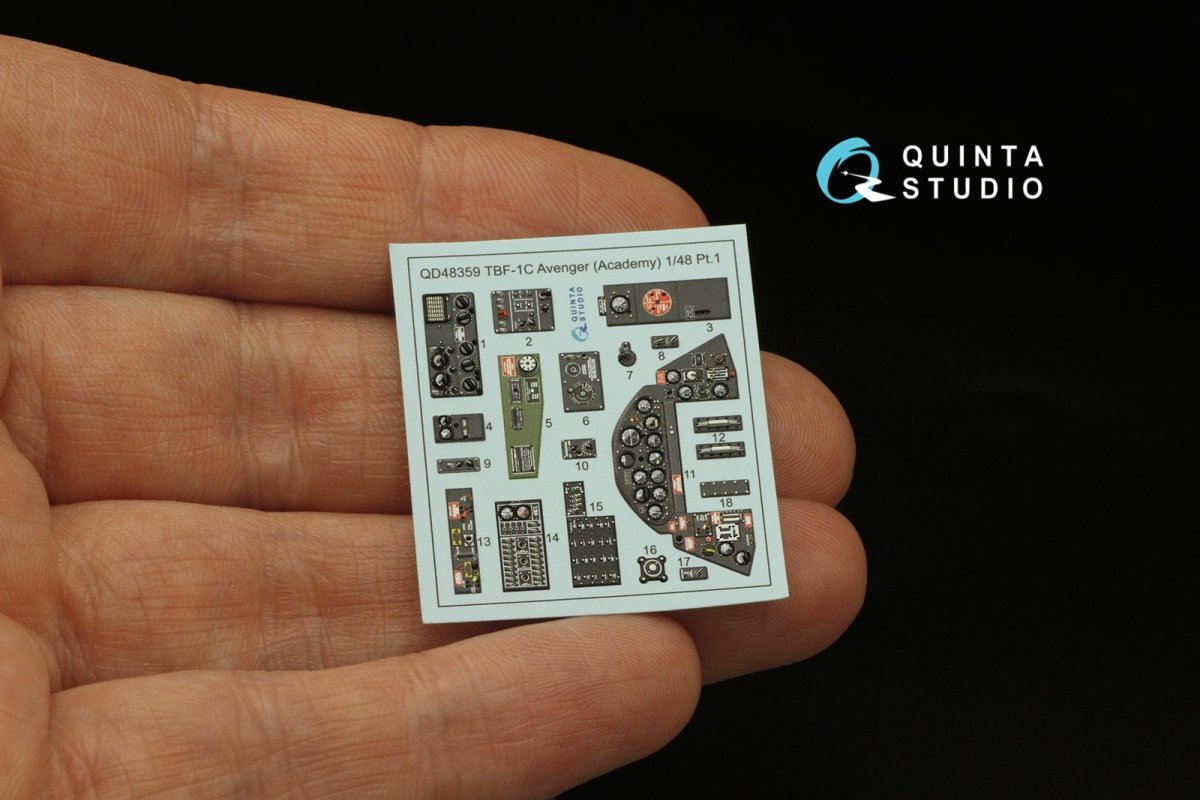 Quinta Studio QD48359 TBF-1 Avenger 3D-Printed &amp;amp; coloured Interior on decal paper (Academy) 1/48 – imagen 4