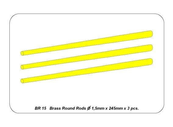 Aber BR15 Brass round rods Ø 1.5mm length 245mm x 3 pcs. – image 4