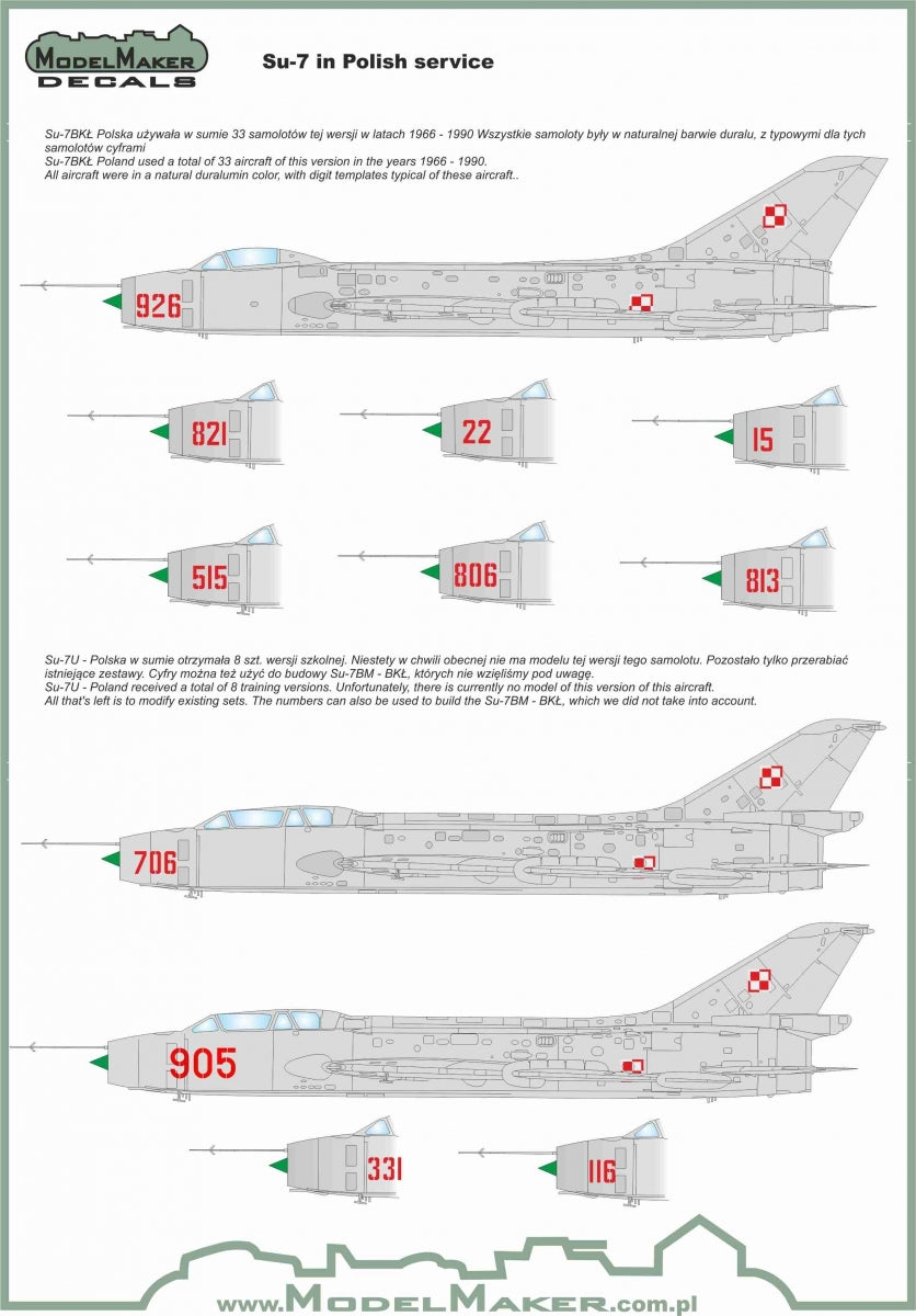 ModelMaker Decals D48009A Su-7 in Polish service 1/48 – immagine 3