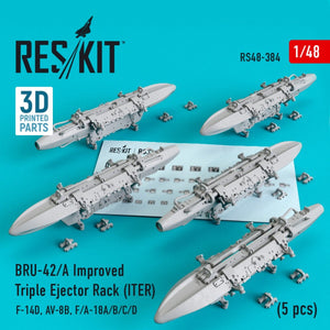 RESKIT RS48-0384 BRU-42/A RACK D&amp;#39;ÉJECTEUR TRIPLE AMÉLIORÉ (ITER) (5 PIÈCES) 1/48