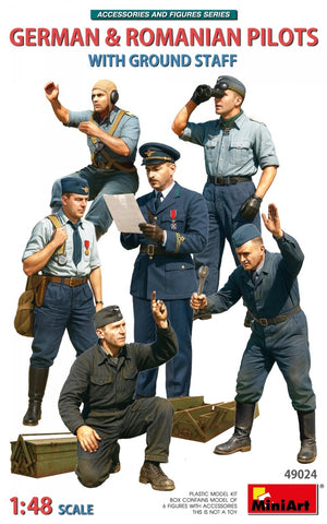 MiniArt 49024 GERMAN &amp; ROMANIAN PILOTS W/GROUND STAFF 1/48