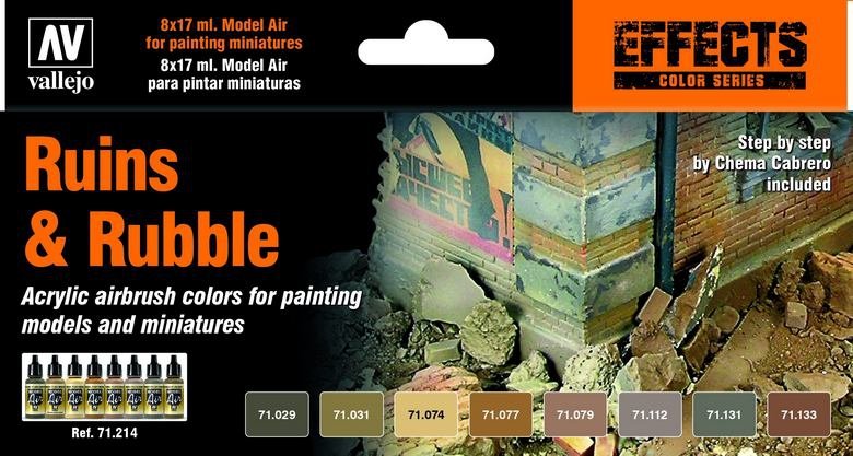 Vallejo 71214 Ruins &amp;amp; Rubble Colors 8 x 17ml