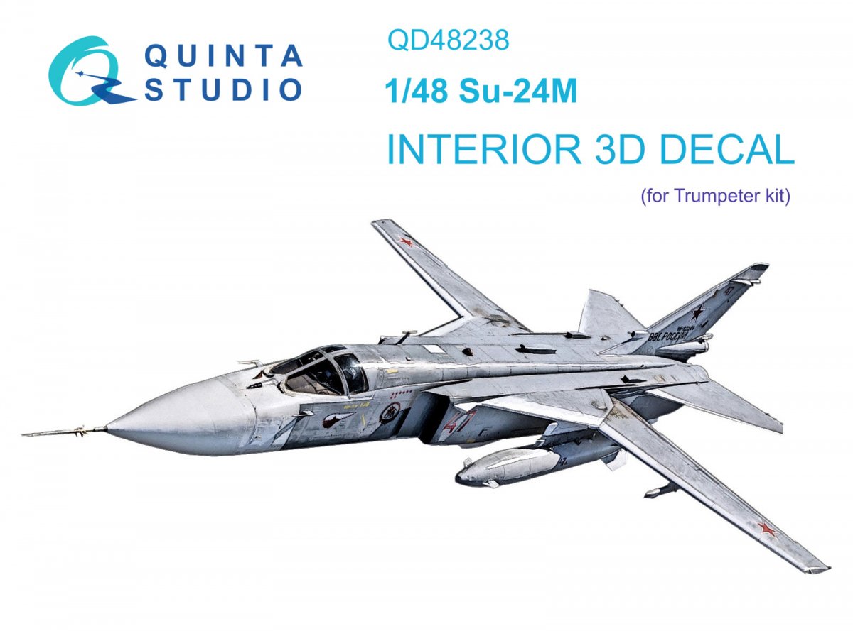 Quinta Studio QD48238 Su-24M 3D-Printed &amp; colored Interior on decal paper ( Trumpeter ) 1/48