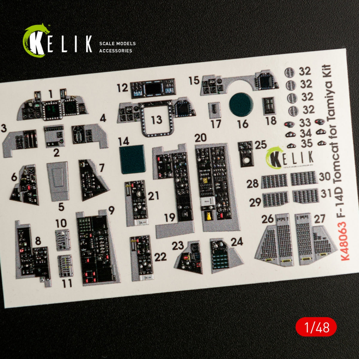 KELIK K48063 F-14D TOMCAT INTERIOR 3D DECALS FOR TAMIYA KIT 1/48 – immagine 3