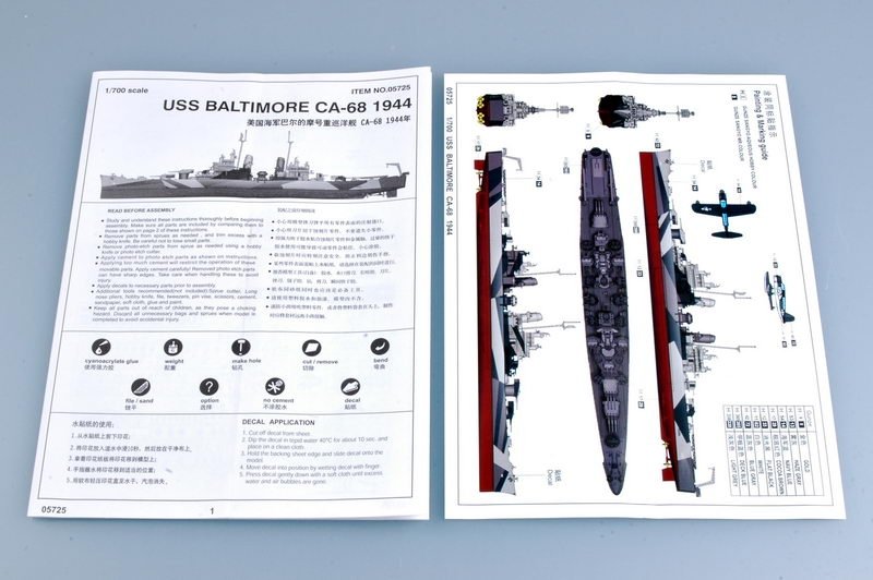 Trumpeter 05725 USS Baltimore CA-68 version 1944 1/700 – imagen 3