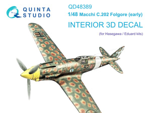 Quinta Studio QD48389 Macchi C.202 Folgore Early 3D-Printed &amp;amp; coloured Interior on decal paper (Hasegawa/Eduard) 1/48