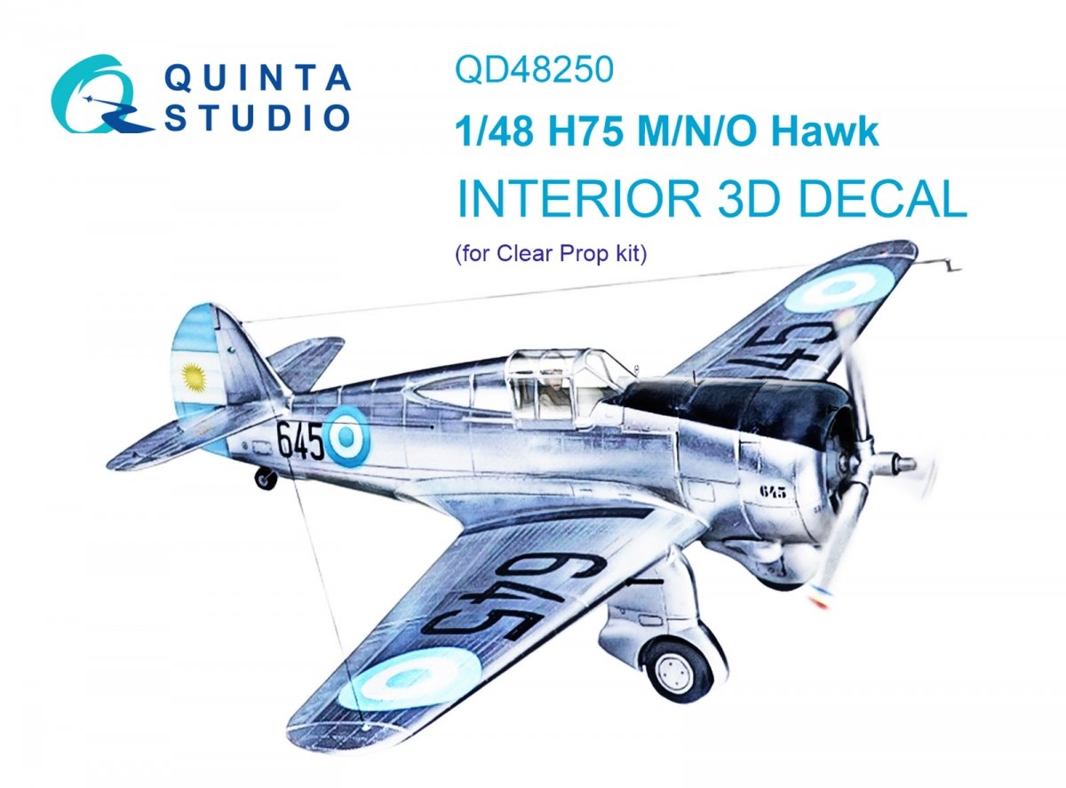 Quinta Studio QD48250 H75 M/N/O Hawk 3D-Printed &amp;amp; coloured Interior on decal paper (Clear Prop) 1/48