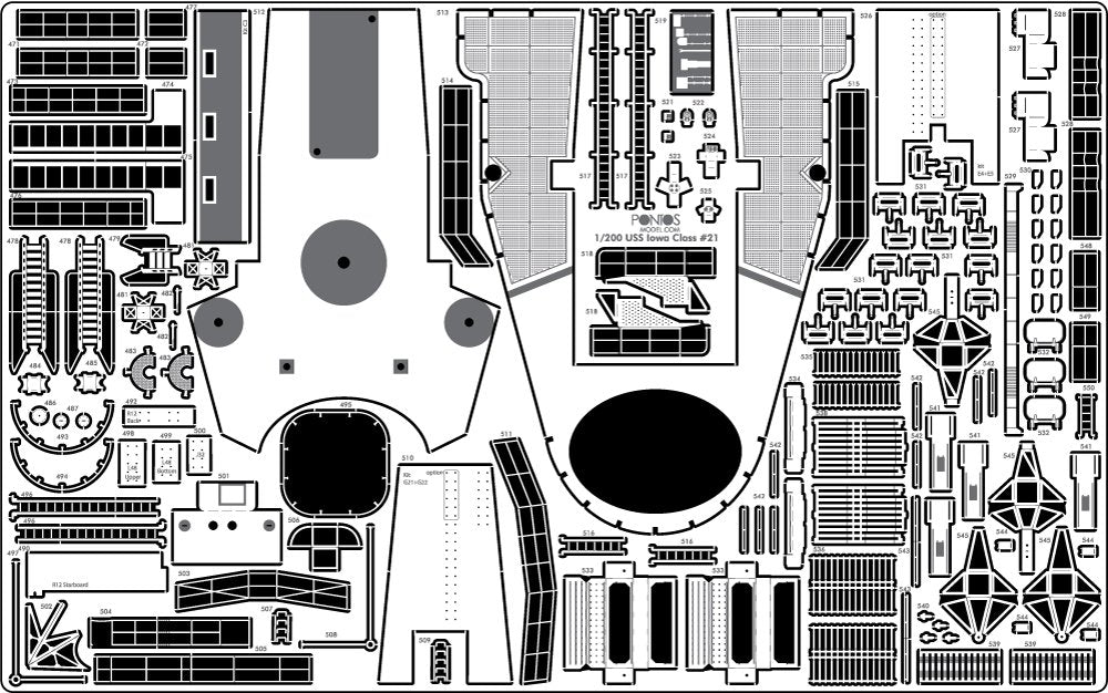 Pontos 23005F1 USS BB-61 Iowa 1944 Ensemble de détails (Pont en bois teinté bleu 20B) (1/200)  – image 19