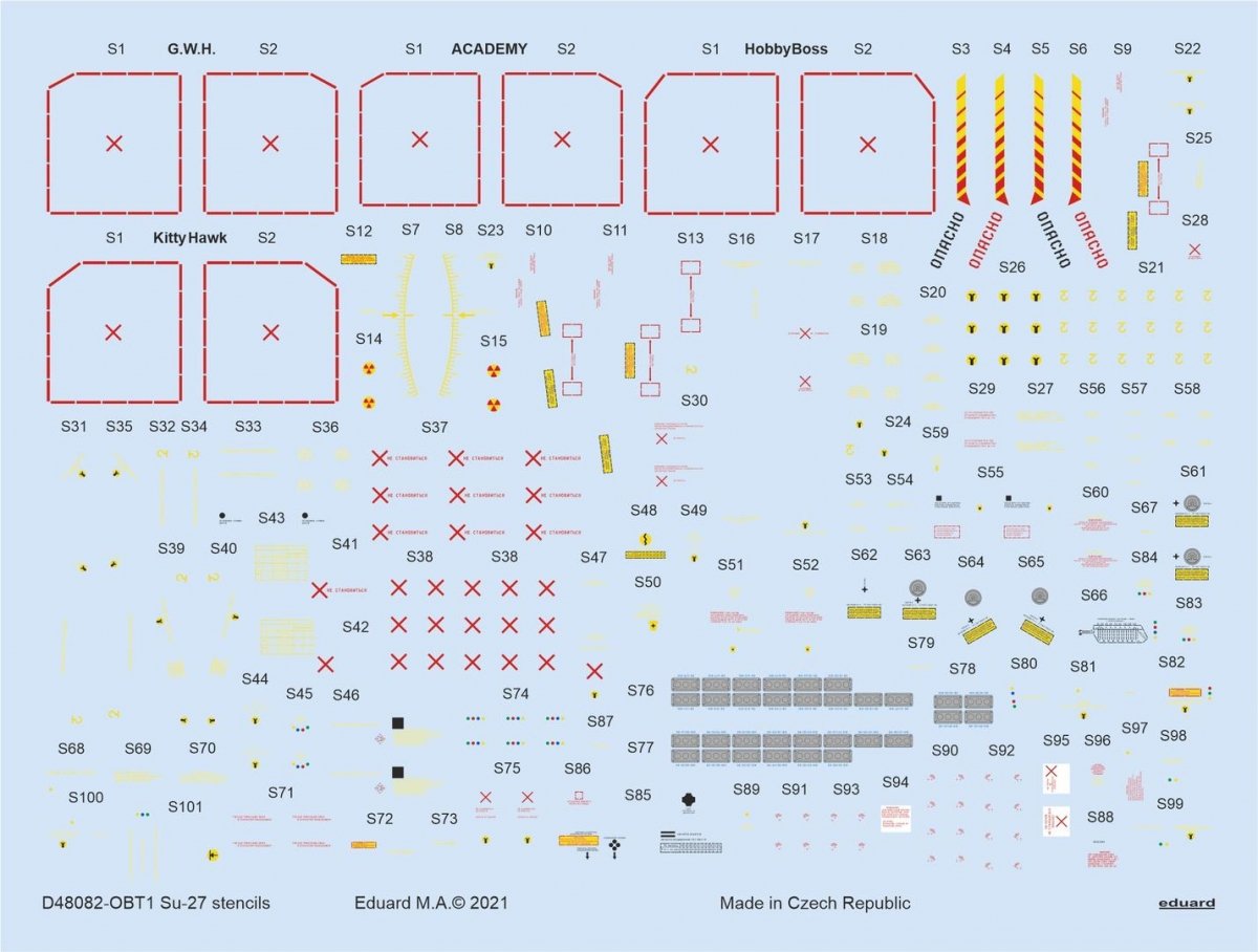 Eduard D48082 Su-27 stencils ACADEMY/KITTY HAWK/HOBBY BOSS/GWH 1/48 – imagen 2