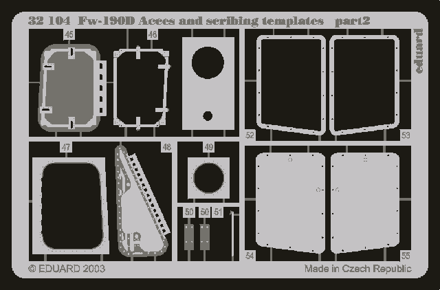 Eduard 32104 Fw 190D access and scribing templates 1/32 HASEGAWA – imagen 2