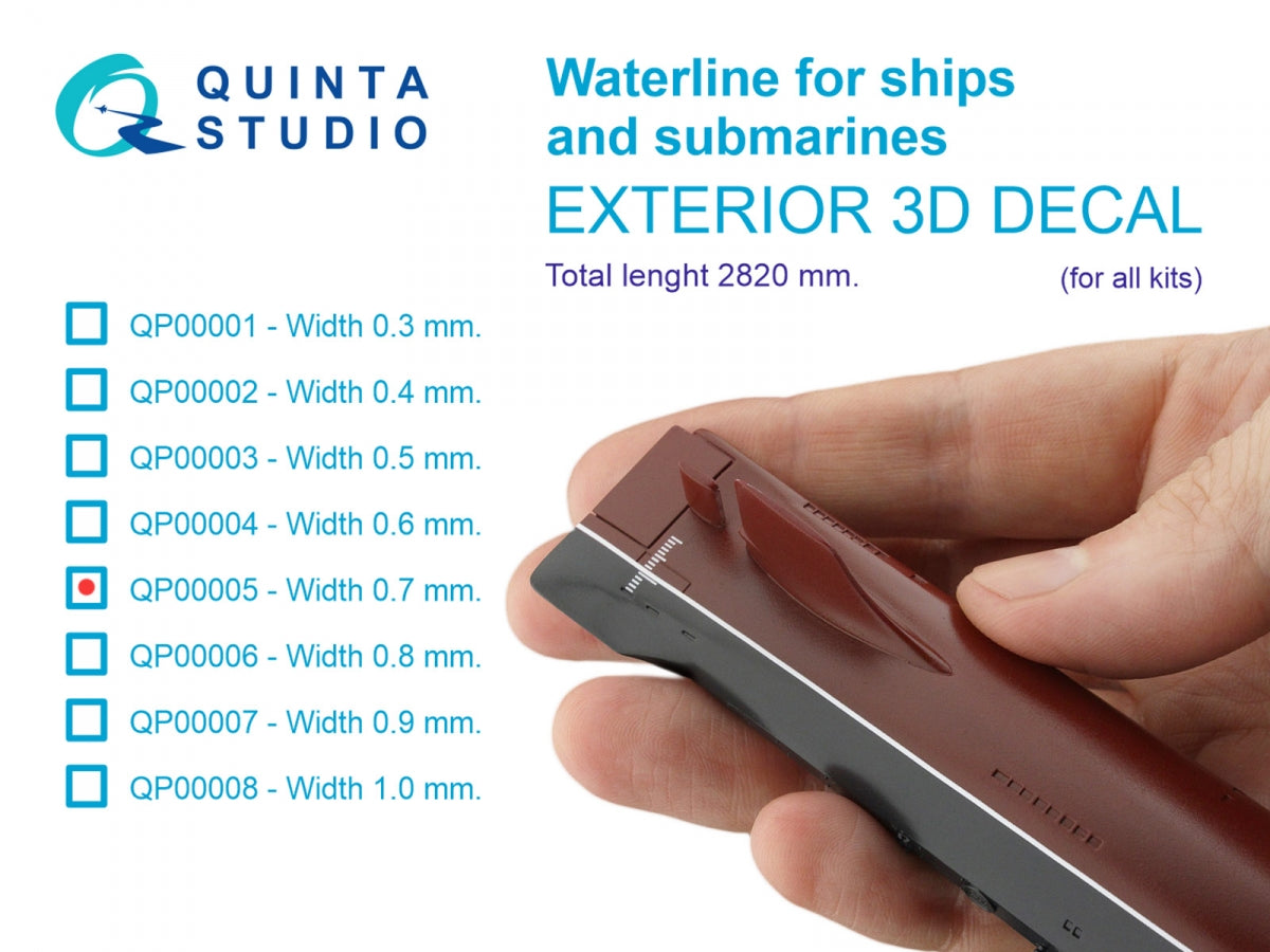 Quinta Studio QP00005 Waterline for ships and submarines. Width 0.7 mm, length 2820 mm. (for all kits)