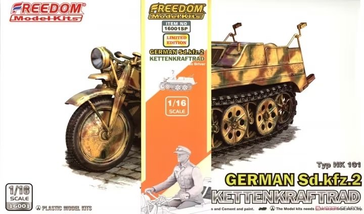 Freedom 16001SP Sd.Kfz. 2 Kettenkraftrad Typ HK 101 with Driver 1/16