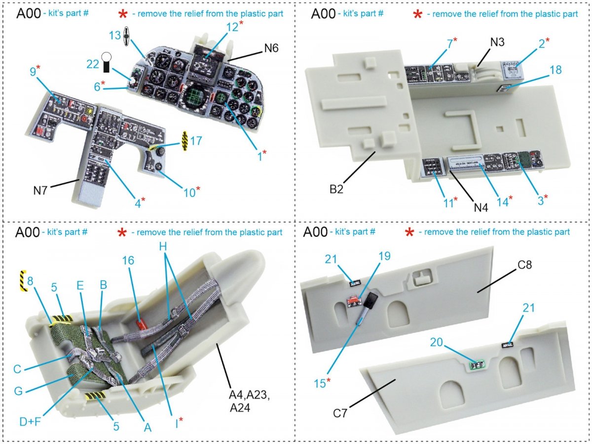 Quinta Studio QD48211 F-5E-3 Tiger II 3D-Printed &amp;amp; coloured Interior on decal paper ( AFV Club ) 1/48 – zdjęcie 2