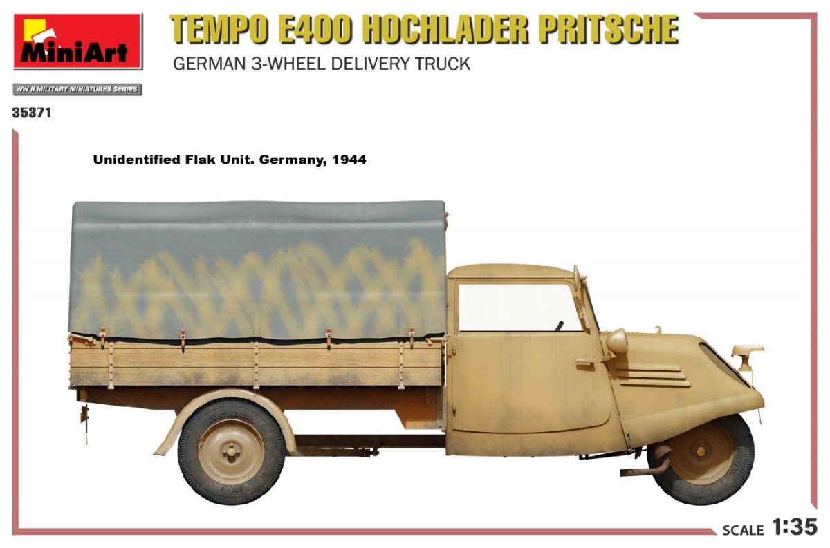 MiniArt 35371 Tempo E400 Hochlader Pritsche German 3-wheel delivery truck 1/35 – imagen 18
