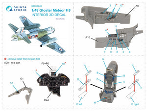 Quinta Studio QD48246 Meteor F.8 3D-Printed &amp;amp; coloured Interior on decal paper (Airfix) 1/48 – Bild 2