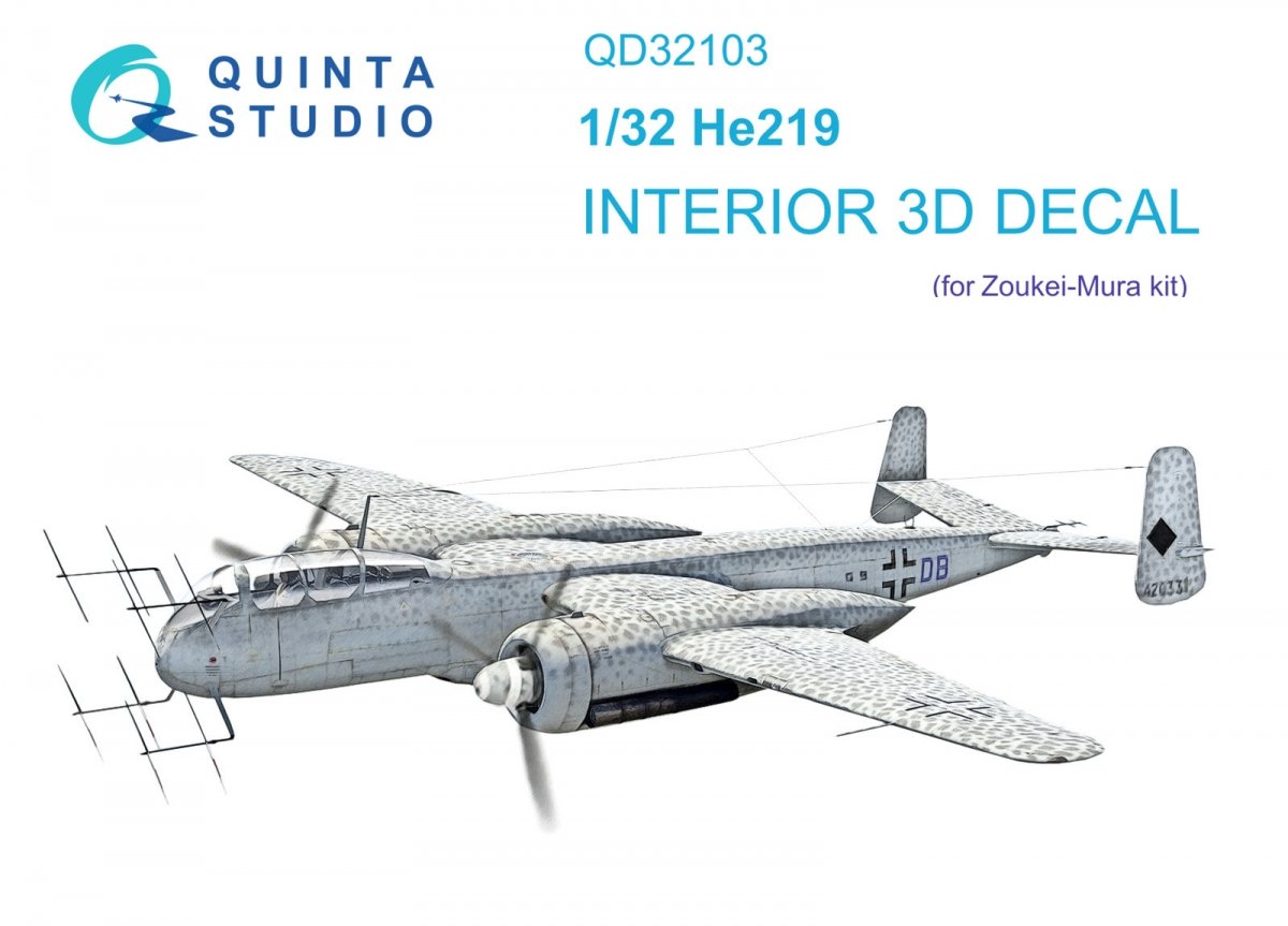 Quinta Studio QD32103 He 219 3D-Printed &amp;amp; coloured Interior on decal paper ( ZM SWS ) 1/32