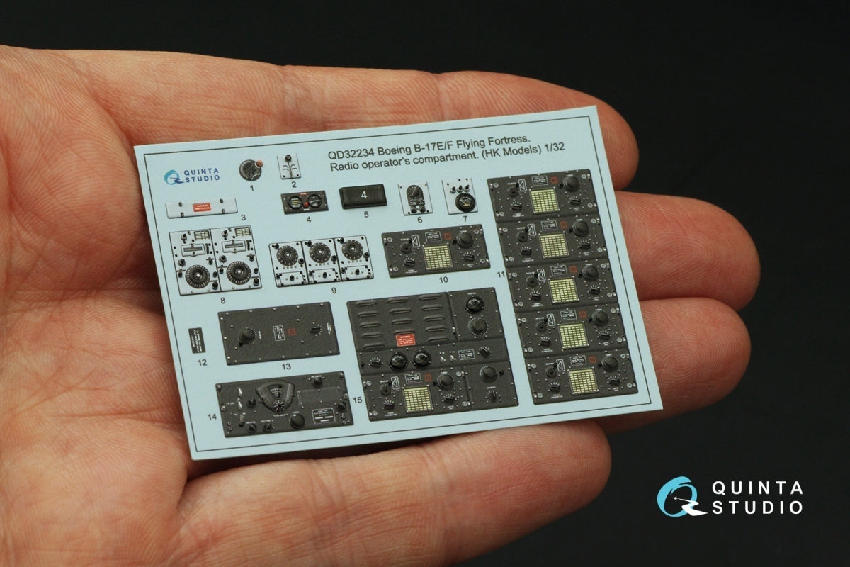 Quinta Studio QD32234 Boeing B-17E/F Radio operator&amp;#39;s compartment. 3D-Printed coloured Interior on decal paper (HK models) 1/32 – immagine 6