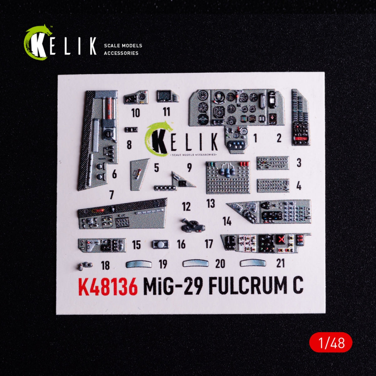 Kelik K48136 Mig-29C (9-13) Fulcrum interior 3D decals for GWH 1/48