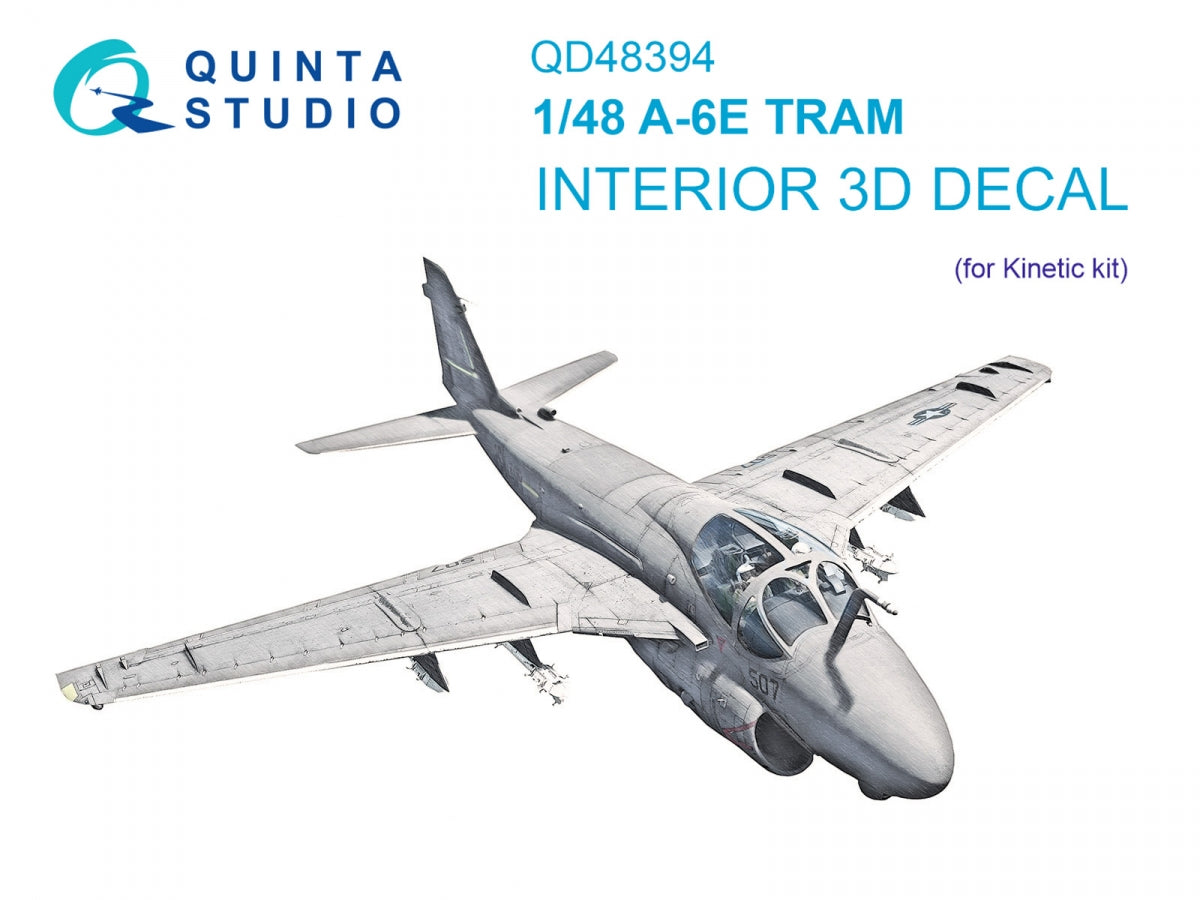 Quinta Studio QD48394 A-6E TRAM 3D-Printed & coloured Interior on decal paper (Kinetic) 1/48